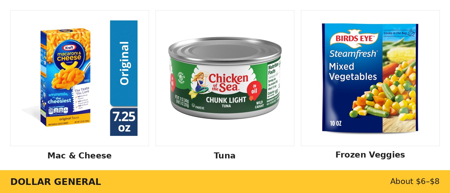 Dollar General Loaded Mac & Cheese Dinner ingredients