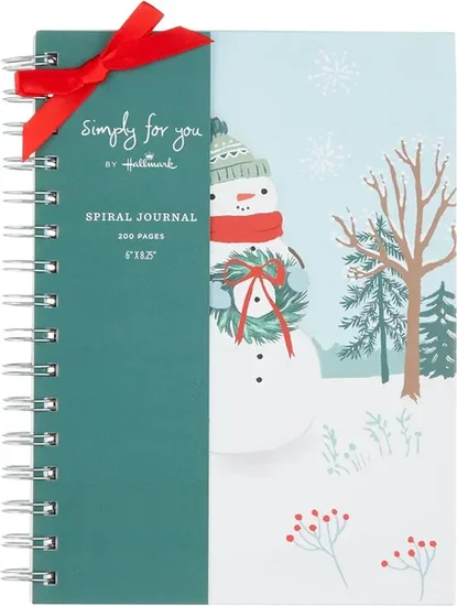 Simply for You by Hallmark Christmas Snowman Print Cover Spiral Journal, 6x8.25
