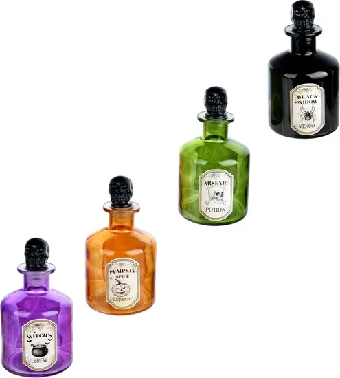 Spooky Halloween-themed Apothecary Glass Bottle Décor With Cork, Assorted Designs, 1-ct.