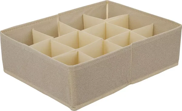 Tan Rectangular Fabric Adjustable Drawer Organizer