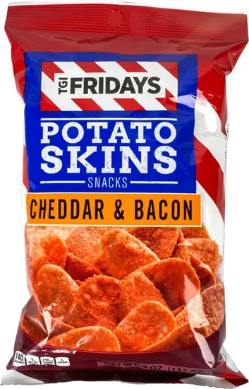 T.G.I. Friday's Cheddar & Bacon Potato Skins Snack Chips, 4.5 oz. Bags