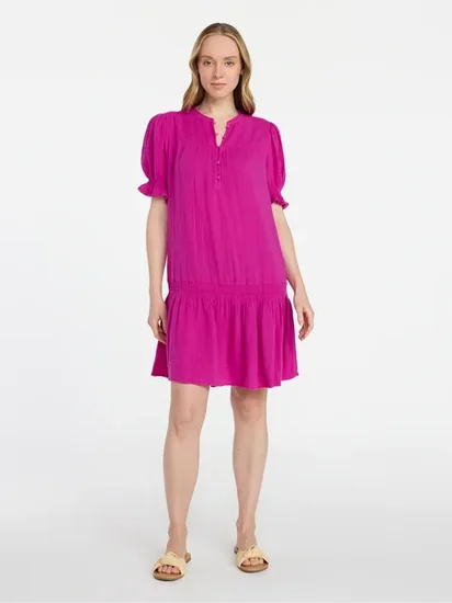 Time and Tru Women's Cotton Double Cloth Mini Dress with Drop Waist, Sizes XS-XXXL