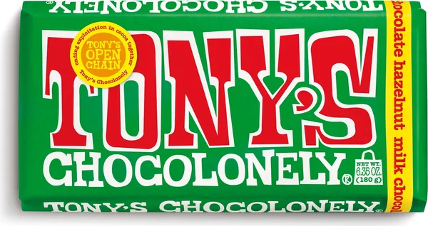 Tony's Chocolonely Milk Chocolate Bar with Hazelnut, 6.35 oz