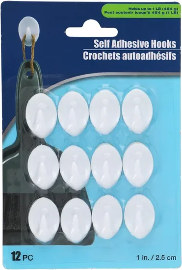 Tool Bench Mini Self-Adhesive Hooks, 1 in.
