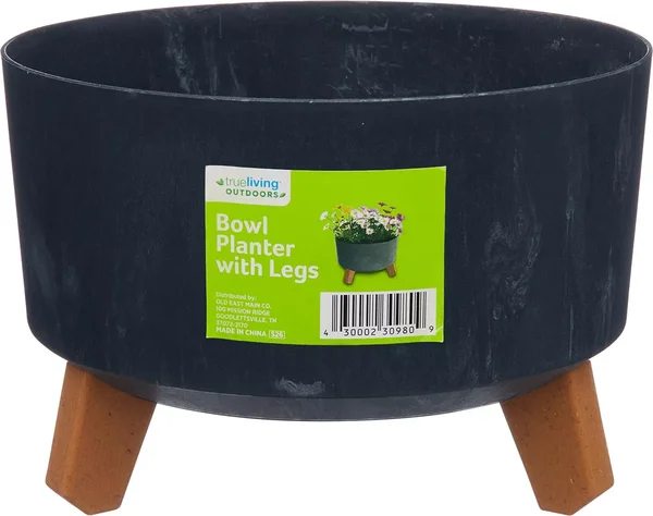 True Living Outdoors Bowl Planter with Legs, Black
