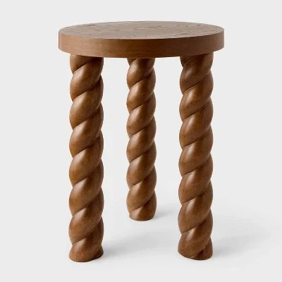 Walnut Braided Accent Table