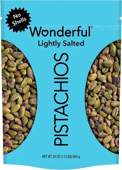 Wonderful Lightly Salted Pistachios, No Shells, 24 oz.