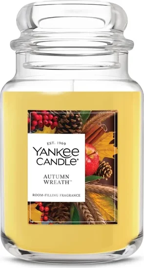 Yankee Candle 22 oz Original Large Jar Scented Candle, Autumn Wreath, Yellow