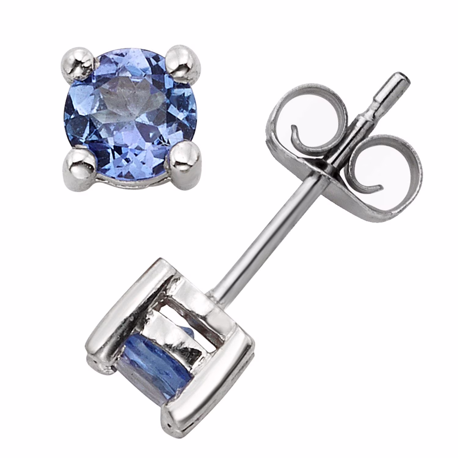 Round Cut Gemstone Stud Earrings in 14K Gold