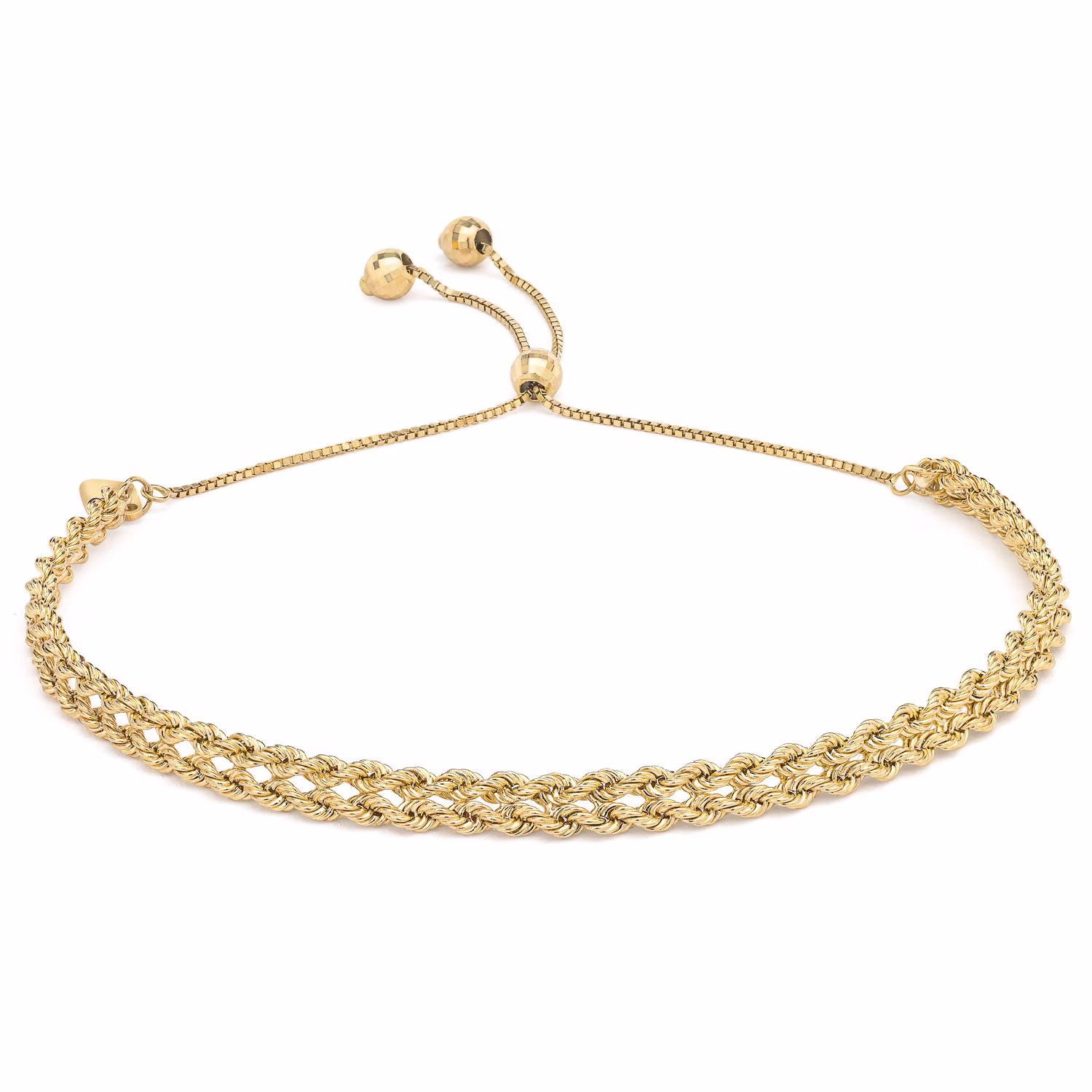 Kissing Hearts Bolo Bracelet in 14K Gold