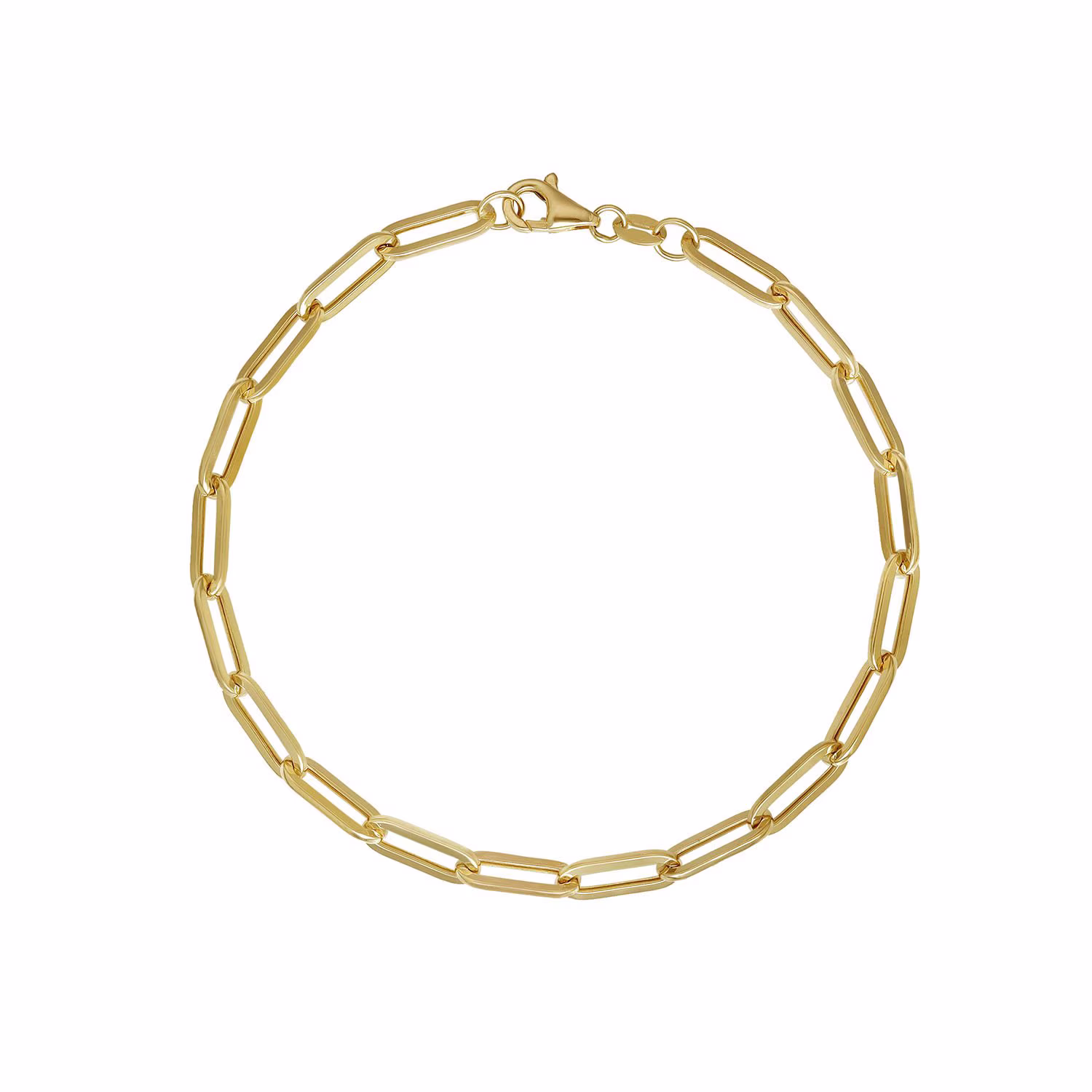 High-Polish Paperclip Chain Bracelet in 14K Yellow Gold