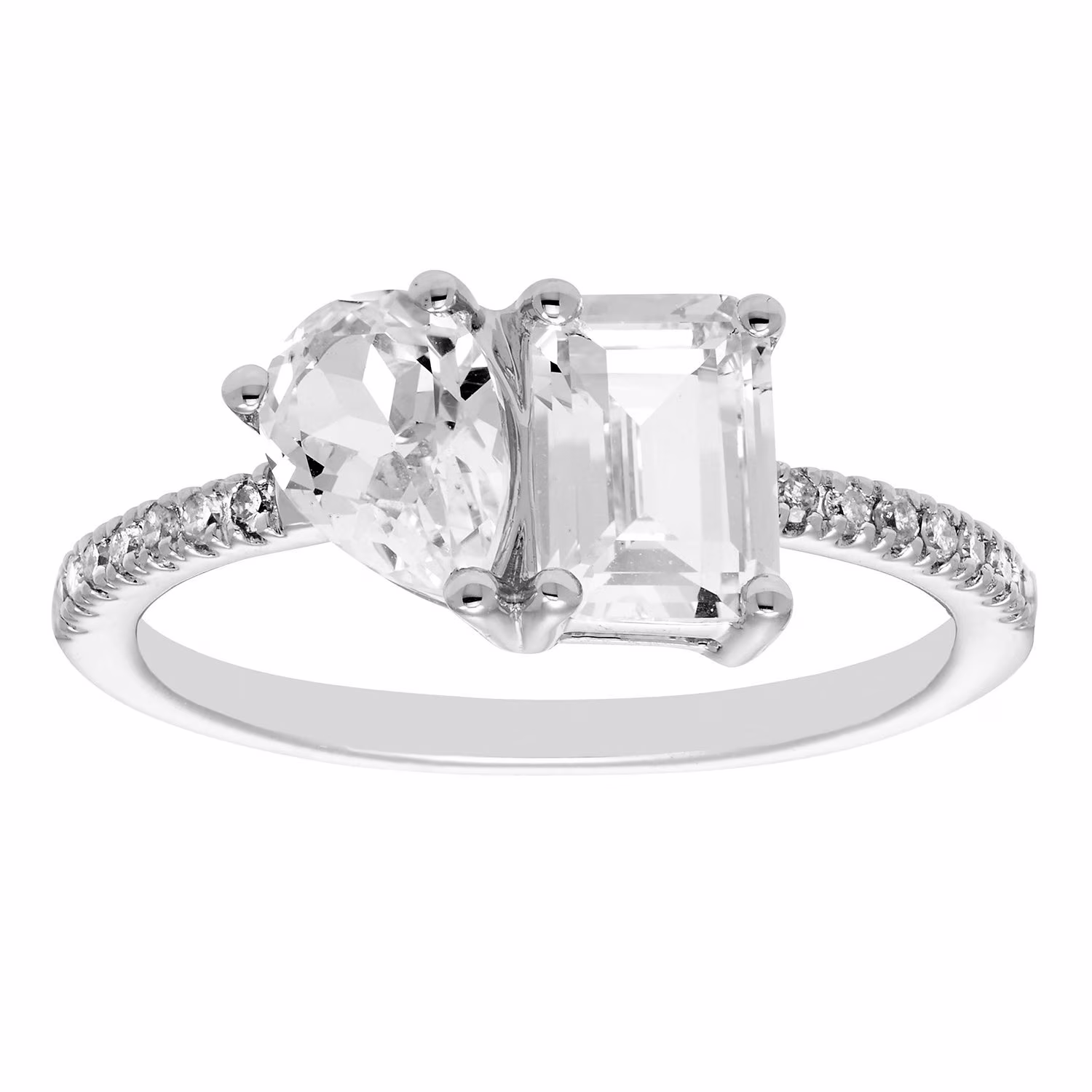 Lab Created Ruby & White Sapphire Diamond Ring in 14K Gold