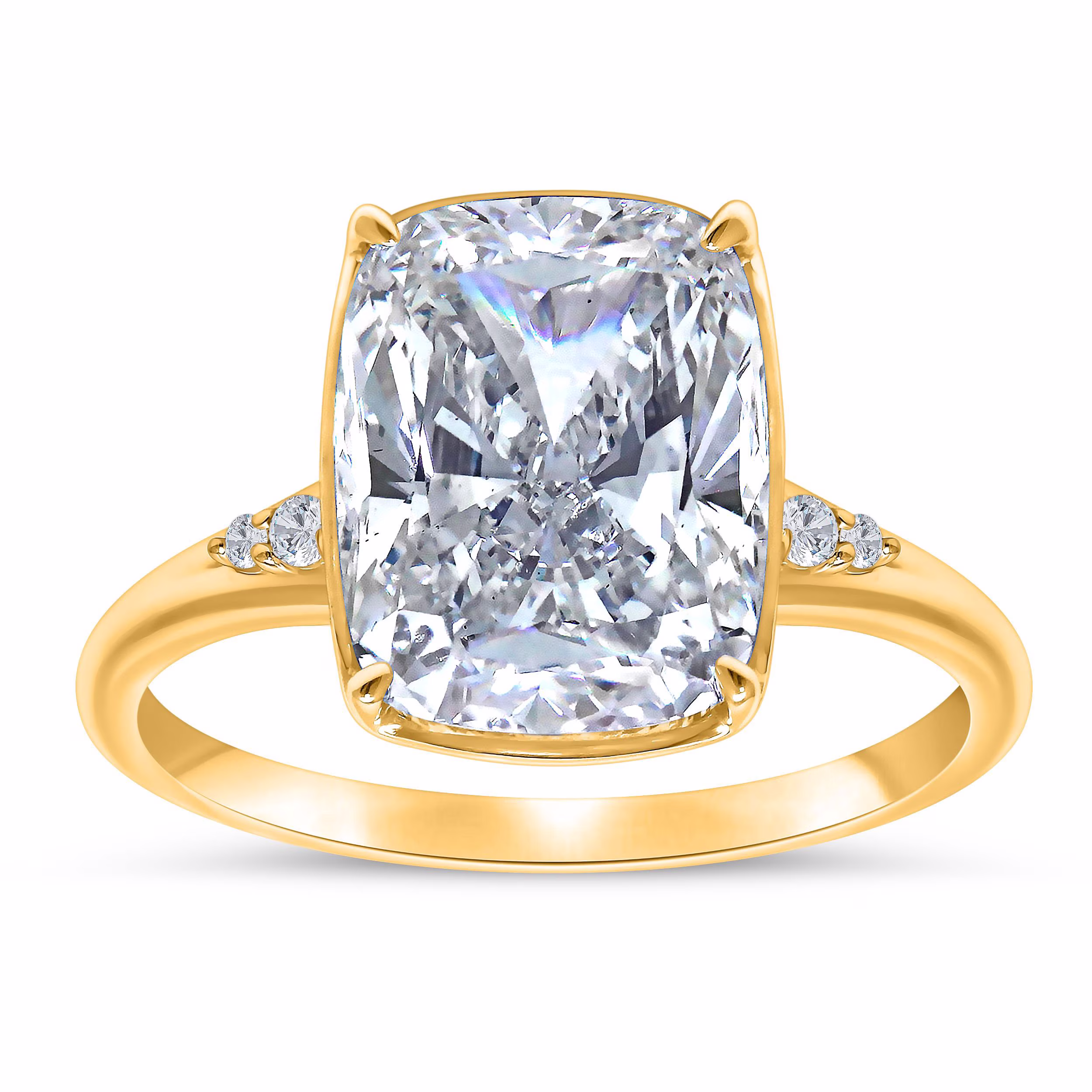 5.00 CT.T.W. Lab Created Center Cut Elongated Cushion Diamond Ring in 14K Gold