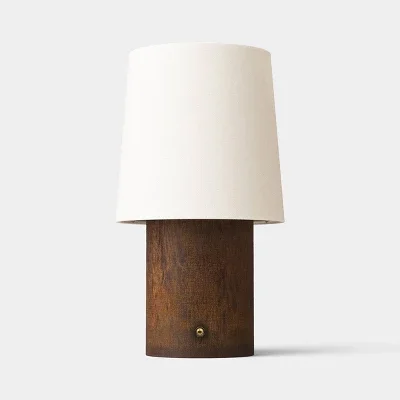 13" Faux Wood Portable Table Lamp Brown -Threshold™