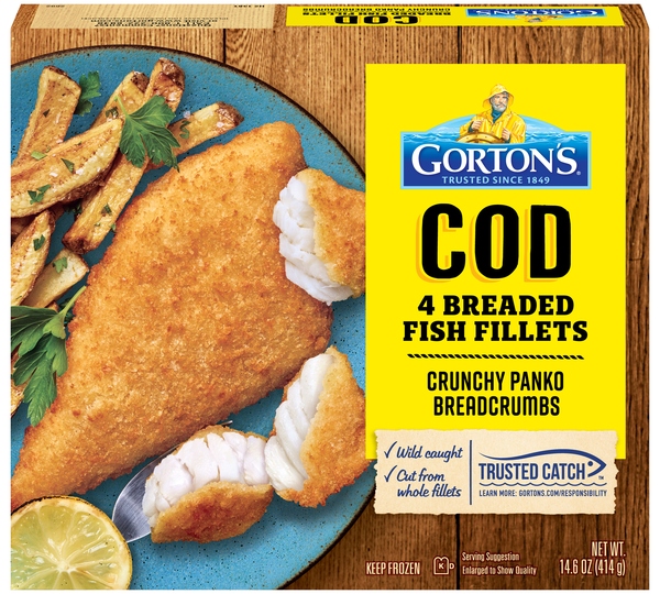 Gorton's Wild Caught Breaded Cod Fish Fillets - 4 ct Frozen