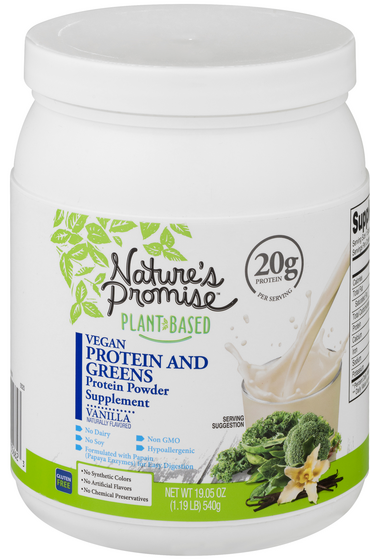 Nature's Promise Plant-Based Vegan Vanilla 20g Protein & Greens Powder