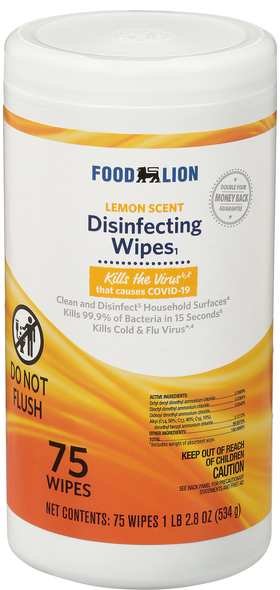 Food Lion Lemon Scent Disinfecting Wipes