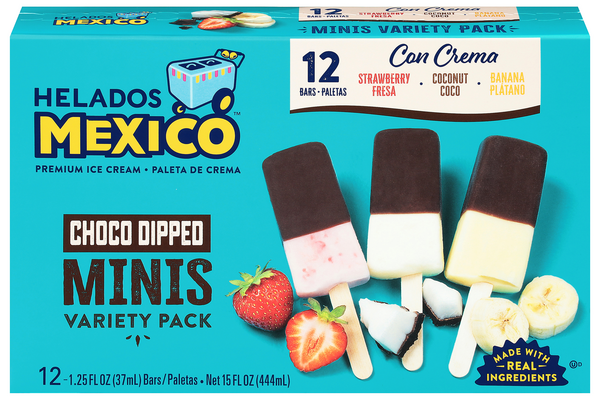 Helados Mexico Con Crema Choco Dipped Minis Variety Ice Cream Bars - 12 ct