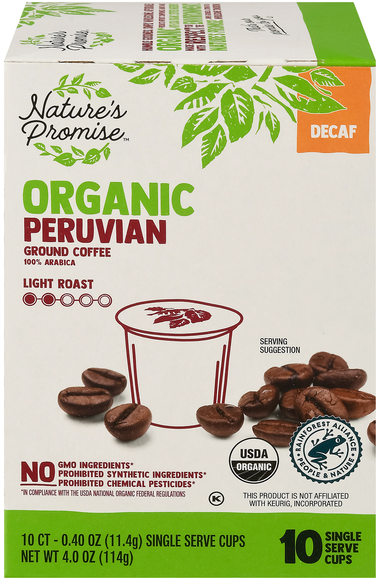 Nature's Promise Organic Decaf Peruvian Light Coffee Single Serve Cups