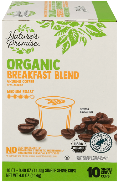 Nature's Promise Organic Breakfast Blend Med Roast Coffee Single Serve Cup