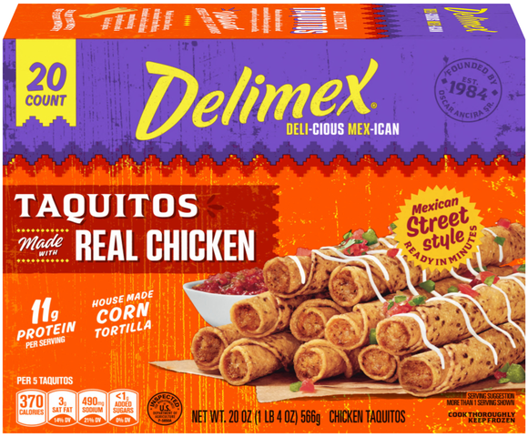 Delimex Chicken Corn Taquitos - 20 ct Frozen