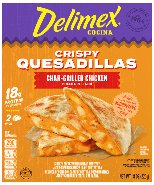 Delimex Char-Grilled Chicken Crispy Quesadillas Frozen Meal