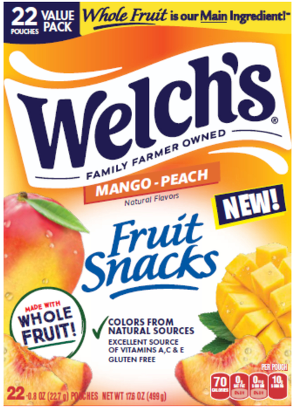 Welch's Mango-Peach Fruit Snacks - 22 ct