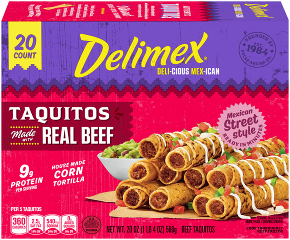 Delimex Beef Corn Taquitos - 20 ct Frozen