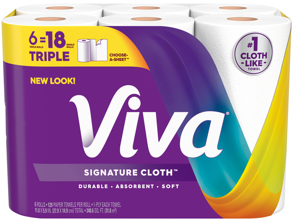 Viva Signature Cloth Choose-A-Sheet Triple Rolls 1-Ply Paper Towels - 6 ct