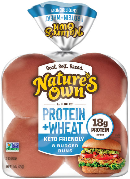 Nature's Own Life Keto Friendly Protein + Wheat Burger Buns - 8 ct