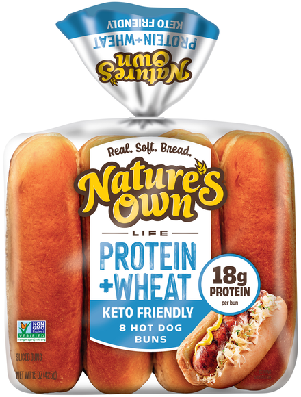 Nature's Own Keto Friendly Life Protein + Wheat Hot Dog Buns - 8 ct
