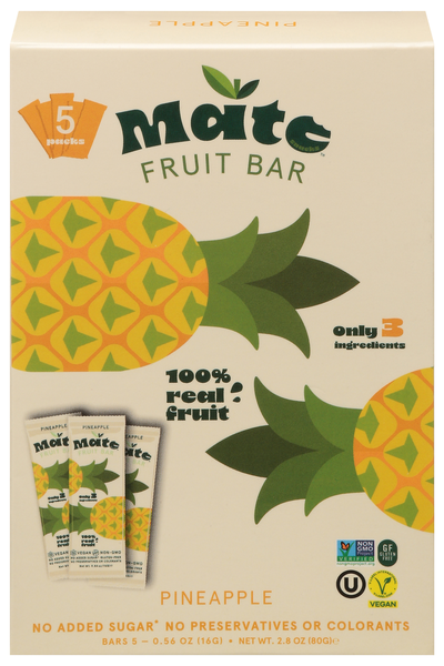 Mate No Sugar Added Pineapple Fruit Bars - 5 ct