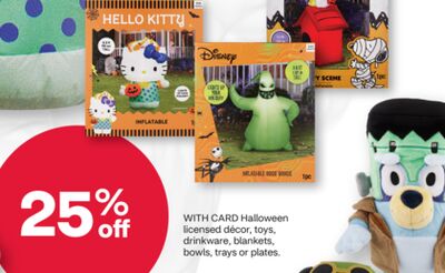Halloween licensed décor, toys, drinkware, blankets, bowls, trays or plates