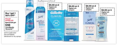 Secret/Gillette deodorant or dry sprays