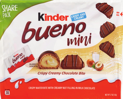Kinder Bueno mini 5.7 oz, milk chocolate mini 7.2 oz or Kinder Joy 3 pk.