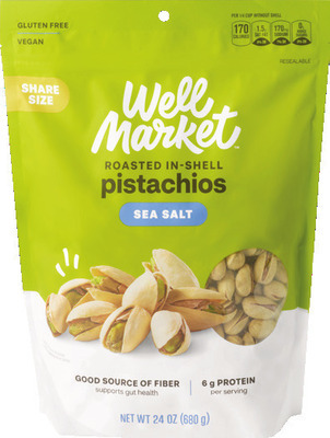 Well Market cashews 16 oz, pistachios 12 or 24 oz.