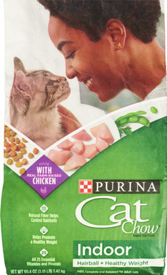 Purina One +Plus dry cat food 3.5 lbs., Purina Cat Chow 3.15, 6 or 15 lbs.