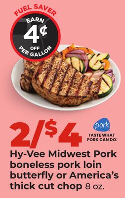 Hy-Vee Midwest Pork boneless pork loin butterfly or America's thick cut chop