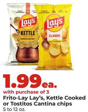 Frito-Lay Lay's, Kettle Cooked or Tostitos Cantina chips