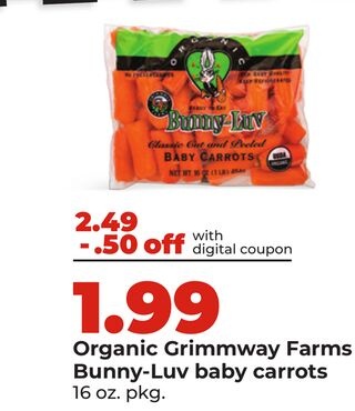 Organic Grimmway Farms Bunny-Luv baby carrots