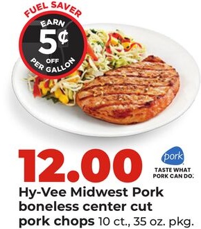 Hy-Vee Midwest Pork boneless center cut pork chops