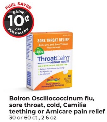 Boiron Oscillococcinum flu, sore throat, cold, Camilia teething or Arnicare pain relief