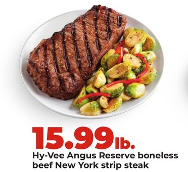 Hy-Vee Angus Reserve boneless beef New York strip steak