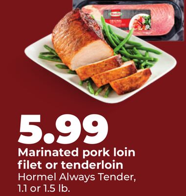 Marinated pork loin filet or tenderloin