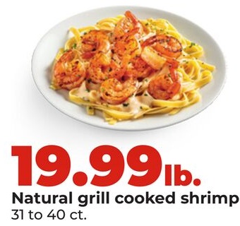 Natural grill cooked shrimp