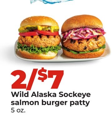 Wild Alaska Sockeye salmon burger patty