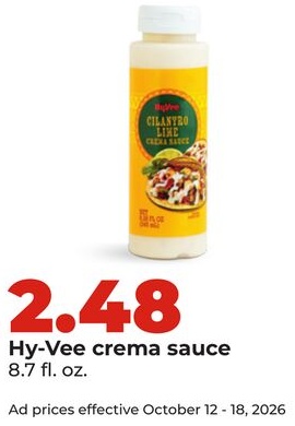 Hy-Vee crema sauce
