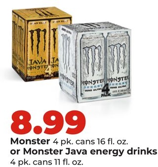 Monster or Monster Java energy drinks