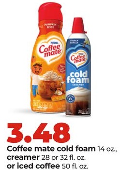 Coffee mate cold foam creamer or iced coffee