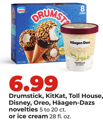Drumstick, KitKat, Toll House, Disney, Oreo, Häagen-Dazs novelties, ice cream